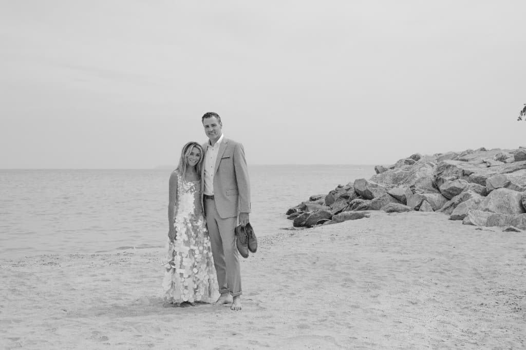 Barry and Erika standing on the beach